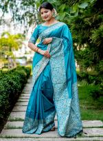 Silk Sky Blue Traditional Wear Weaving Saree